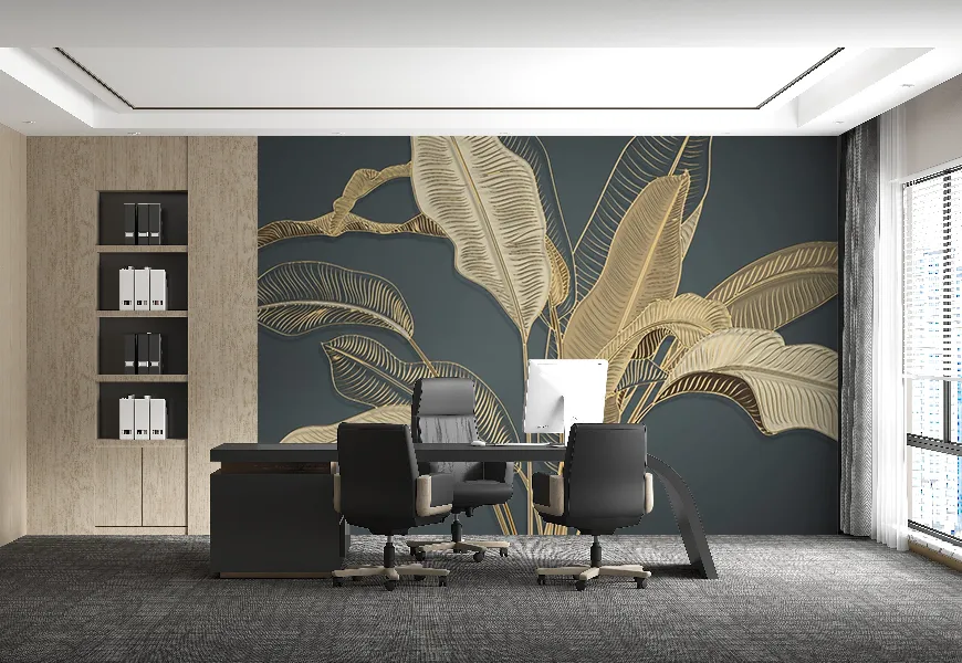 کاغذ دیواری سه بعدی شرکت طرح لاکچری برگ طلایی
